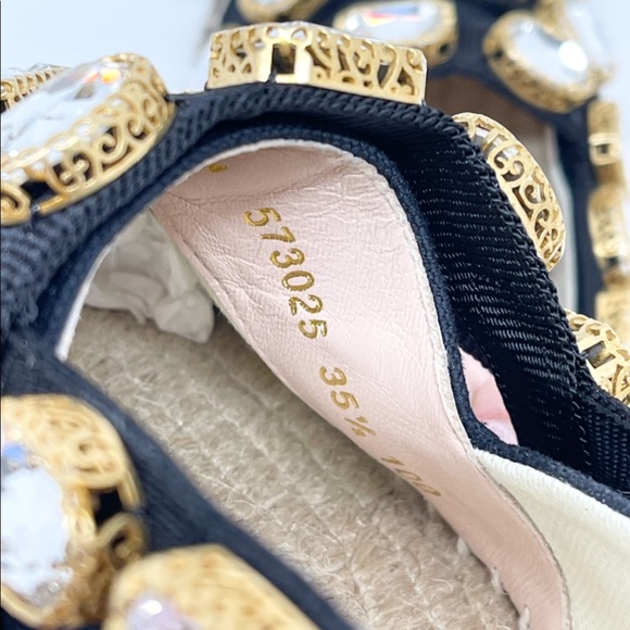 Gucci New Crystals Jewels Black Canvas Espadrilles Sz. US 5.5 - Picture 13 of 16